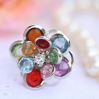 Colorful Flowers Diamond Ring