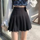 Pleated Woolen Mini Skirt