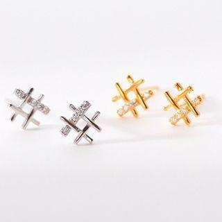 Rhinestone Hashtag Ear Stud