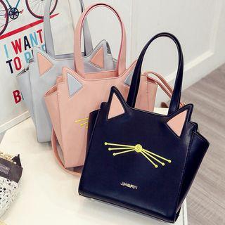 Cat Embroidered Shoulder Bag
