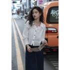 Collared Square-neck Buttoned Blouse