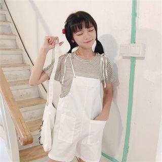 Set: Striped Short-sleeve T-shirt + Jumper Shorts