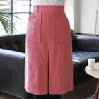 Deep-slit Corduroy Midi Skirt