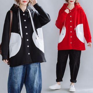 Two-tone Hooded Single-breasted Jacket