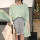 Lettering Long-sleeve T-shirt / Wide Leg Shorts