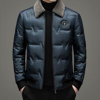 Fleece Collar Zip-up Down Jacket