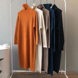 Midi Shift Turtleneck Sweater Dress