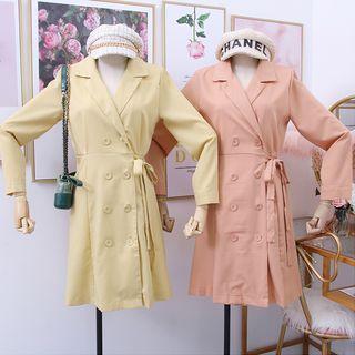 Double-breasted Lapel Mini Dress With Sash