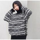 High-neck Patterned Knit Sweater
