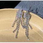 Sterling Silver Rhinestone Fringed Drop Earring 1 Pair - S925 Silver - Silver - One Size