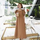 Square-neck Flutter-sleeve Maxi Dress