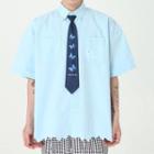 Short-sleeve Shirt With Butterfly Print Neck Tie