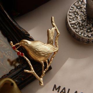 Bird Brooch Pin Gold - One Size