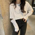Long-sleeve Cutout-elbow Cropped T-shirt