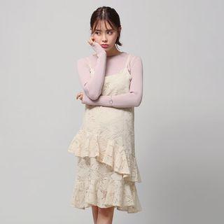 Ruffled Sleeveless Lace Dress