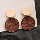 Disc Dangle Earring 1 Pair - Beige & Brown - One Size