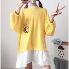 Mock Two Piece Sweatshirt Dress Yellow - One Size
