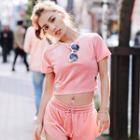Ribbon Detail Sports Cropped Short-sleeve T-shirt