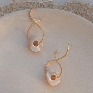 Shell Hoop Dangle Earring 1 Pair - S925silver Earring - One Size