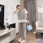 Set: Mock Two-piece T-shirt + Sweatpants