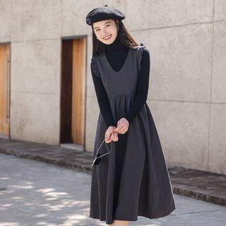 Set: Turtleneck T-shirt + Sleeveless A-line Dress