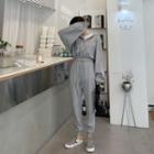 Hooded Drawstring-waist Baggy Jumpsuit