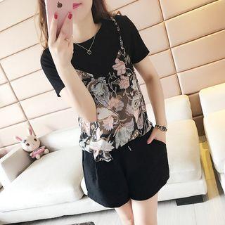 Set: Mock Two-piece Top + Shorts