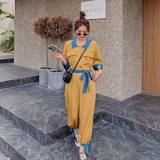 Color Block Cropped Jumpsuit