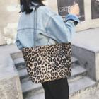 Leopard Print Faux Leather Tote Bag Leopard - Brown - One Size