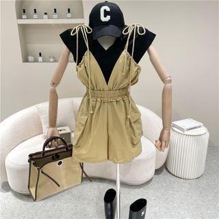 Tie-strap Wide-leg Jumper Shorts