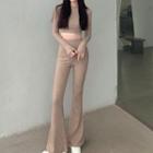 Long-sleeve Cropped T-shirt / Flared Pants