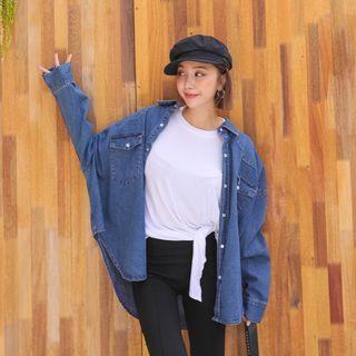 Pocket-detail Loose-fit Denim Shirt One Size