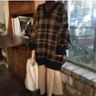 Plaid V-neck Long Sweater