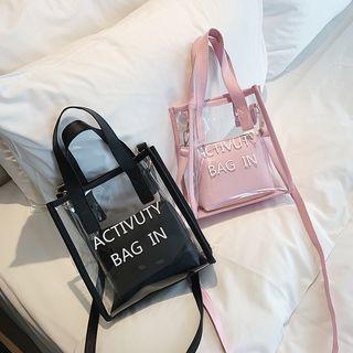 Set: Letter Pvc Shoulder Bag + Pouch