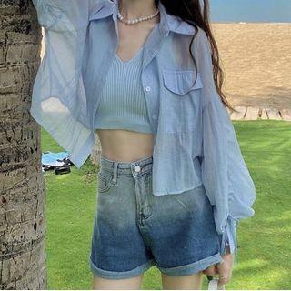 Light Shirt / Knit Crop Tank Top