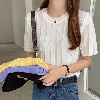 Round Neck Plain Short Sleeve Top