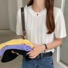 Round Neck Plain Short Sleeve Top