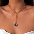 Gemstone Chain Panel Necklace Gold - One Size