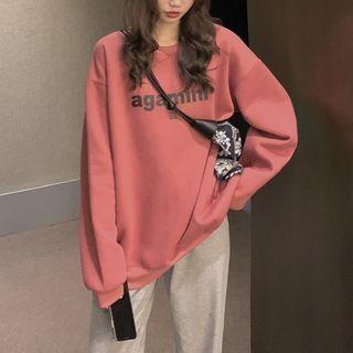 Lettering Fleeced Long Sleeve Sweatshirt