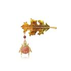 Fashion And Elegant Plated Gold Enamel Leaf Ladybug Brooch Golden - One Size