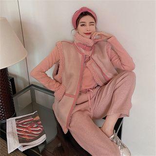 Fleece-lined Zip-up Vest / Wide-leg Pants