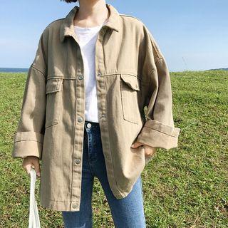 Plain Loose-fit Washed Jacket