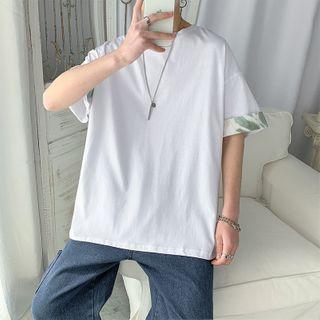 Short-sleeve Printed-cuff T-shirt