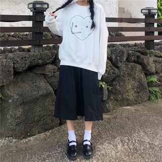 Heart Print Sweatshirt / Midi Skirt