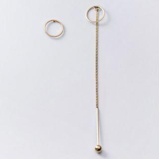 Non-matching 925 Sterling Silver Dangle Earring 1 Pair - S925 Silver - One Size