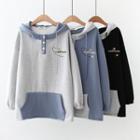 Star Letter Embroidered Two-tone Hoodie
