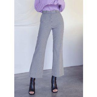 Check / Plain Boot-cut Pants