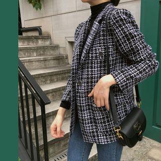 Pocket-detail Single-button Tweed Jacket Black - One Size