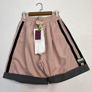 Drawstring Striped Rolled Shorts