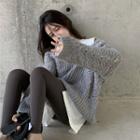 V-neck Cable-knit Loose-fit Sweater / Leggings